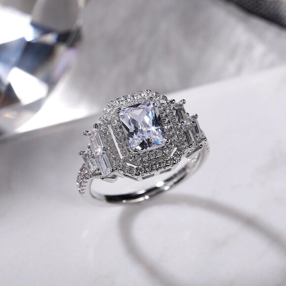 🌸Radiant Shiny Cubic Zircon Wonderful Wedding Rings for Women/Girls, L068 - Picture 5 of 6
